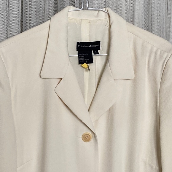 Vintage Y2K Women's striatum & Iseut Cream Blazer! Size 11 - Picture 3 of 14